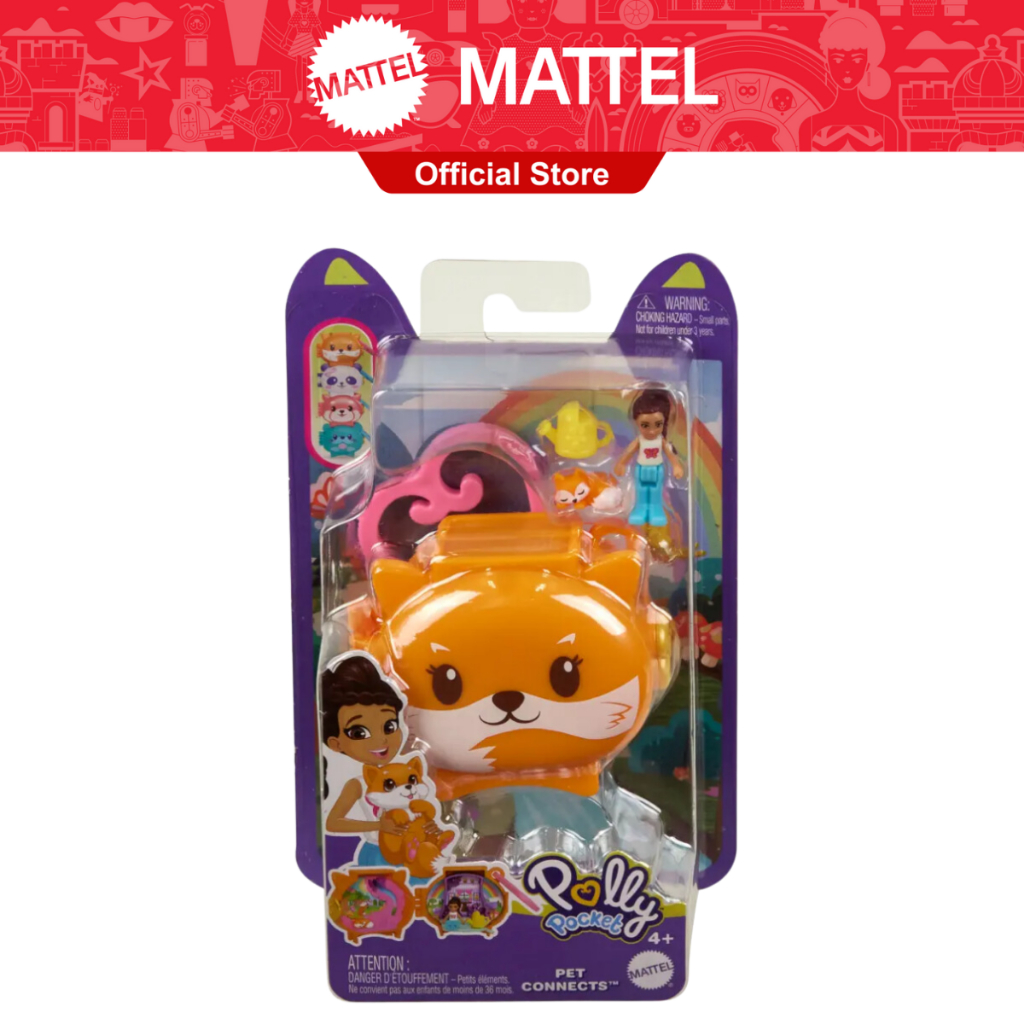 Polly Pocket Pet Connect Locket Fox with Accessories Toys for Girls ...