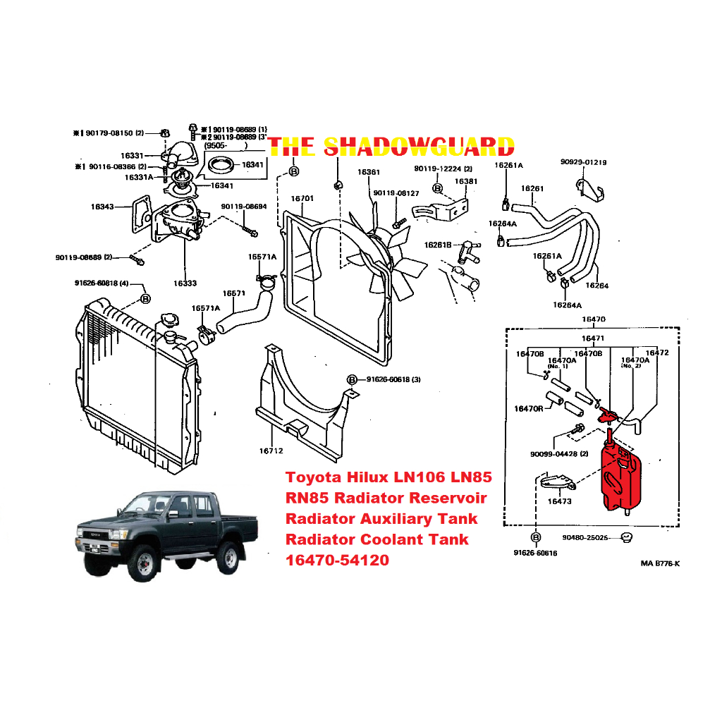Toyota Hilux LN106 LN85 RN85 Radiator Reservoir Radiator Auxiliary Tank ...