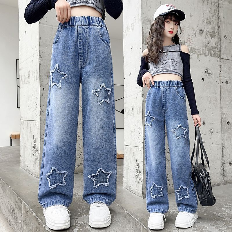 Jeans for Kids Girls Wide Leg Soft Denim Pants Maong Pants Baggy Trousers  Aesthetic Fashion Casual