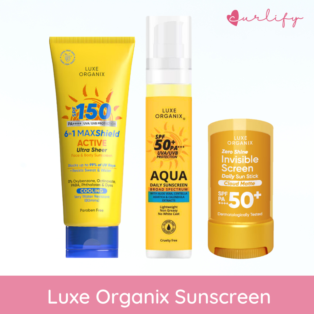 Luxe Organix Aqua Daily Sunscreen/ Zero Shine Sunscreen/ 6in1 Maxshield ...