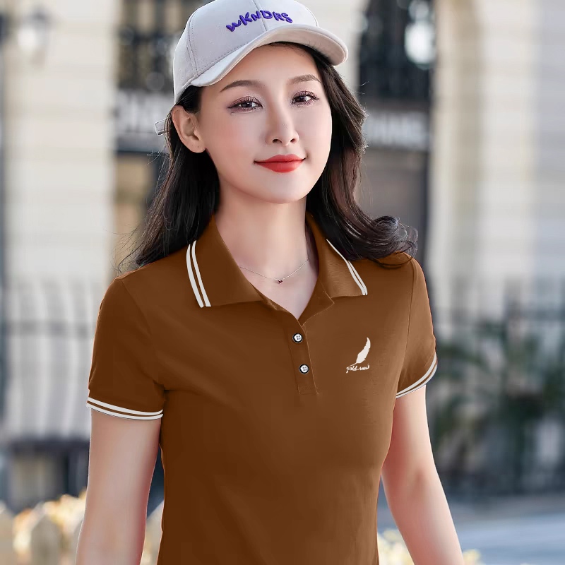 polo shirt white for women Formal lapel simple cotton short sleeve T shirt women s casual Top Shopee Philippines