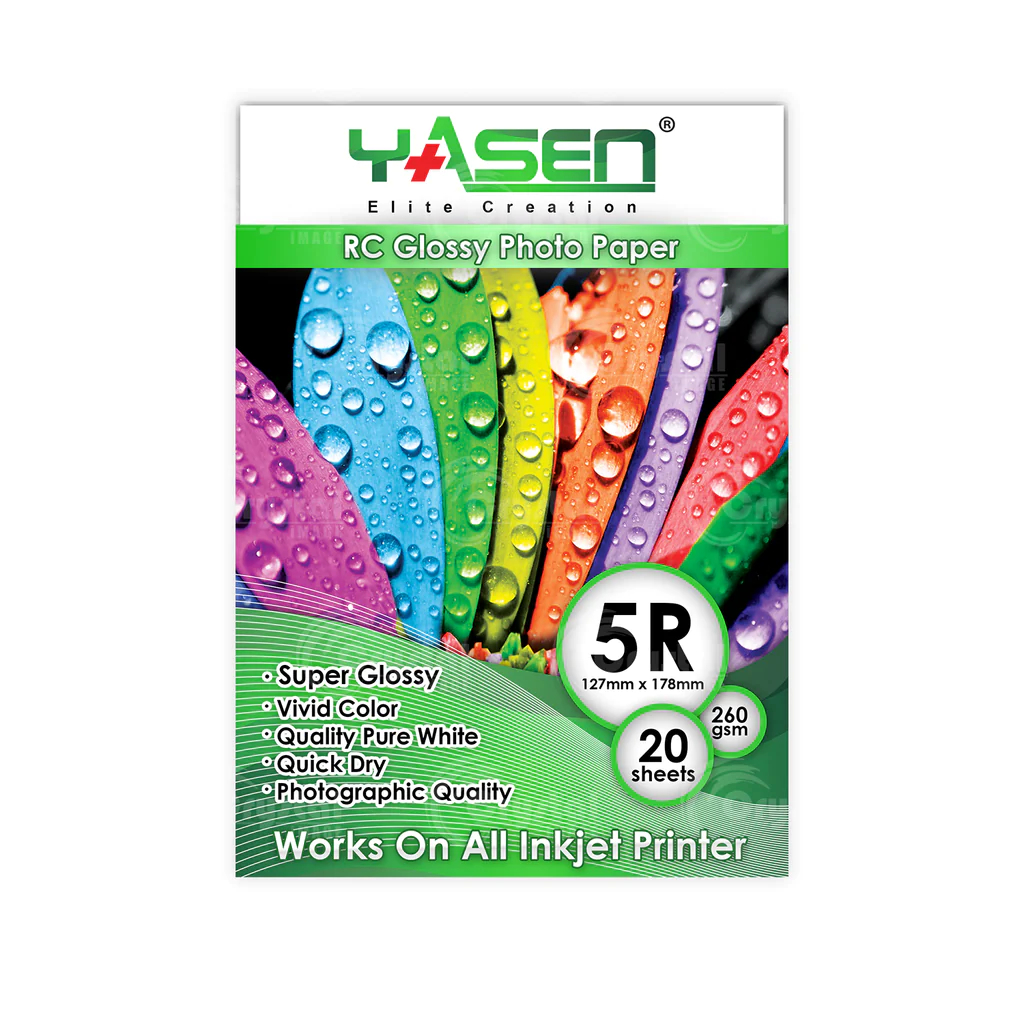 Yasen RC Glossy Photo Paper 260gsm Resin Coated A4 5R 4R 3R Size (20 ...