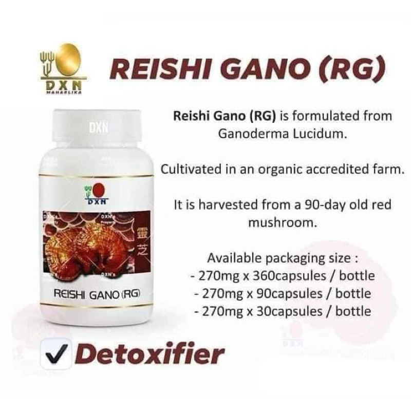 DXN REISHI GANO (RG) 30 CAPS, 270mg AUTHENTIC With Red Mushroom ...