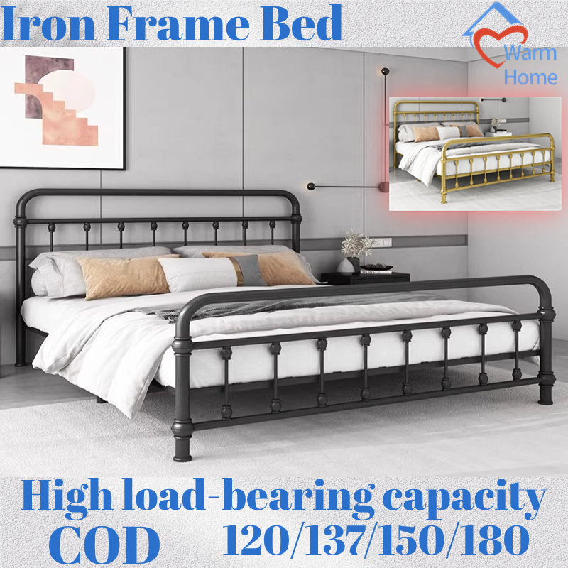 Iron bed frame metal bedstead Semi double /Double/Queen/King bed High ...