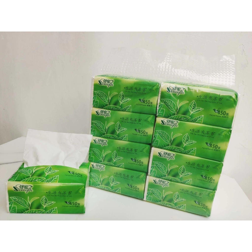 (450/300 sheets x 8 Packs) Organic green tea Facial Tissue Paper Towel ...