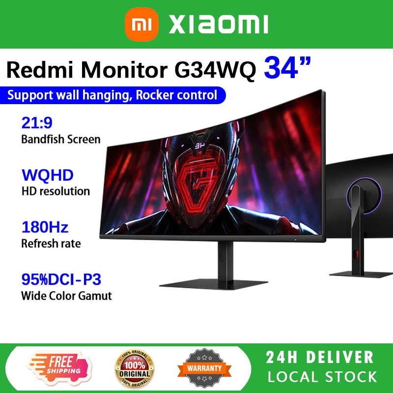 Xiaomi Redmi G34WQ 34 inch Curved Gaming Monitor Ultrawide VA 180Hz AMD ...