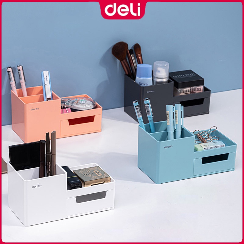 Deli 8907 Desktop Storage Box Stationery Container Pen Holder School ...