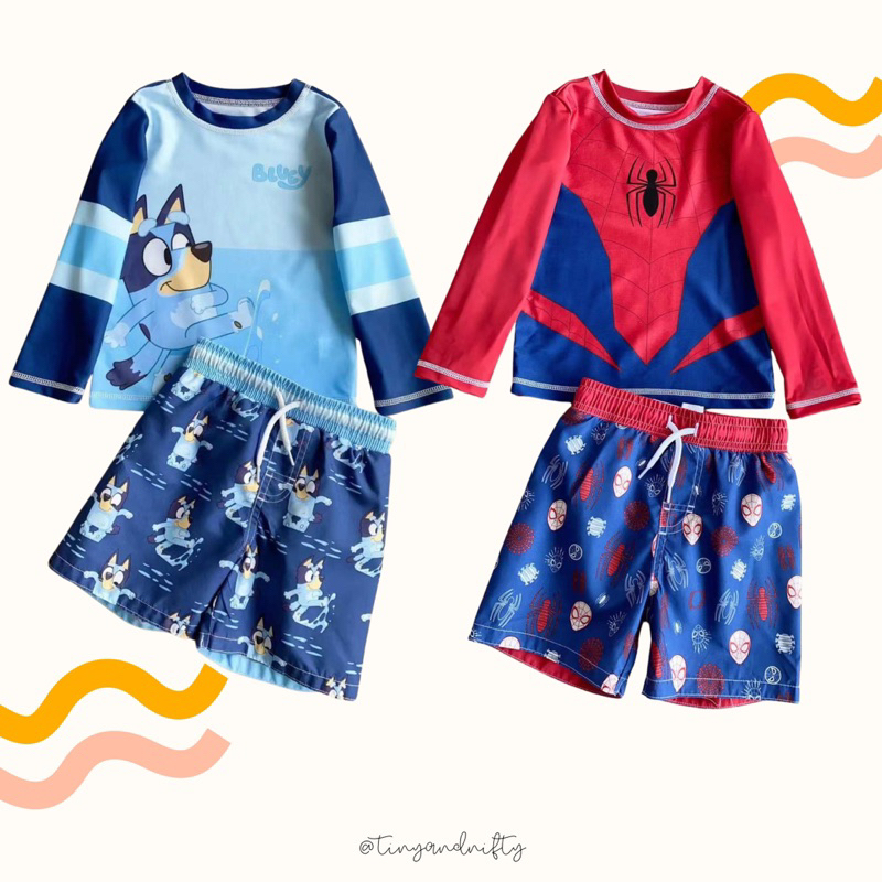 T&N Long Sleeve Rash Guard and Trunks Set / Bluey Mickey Mouse ...