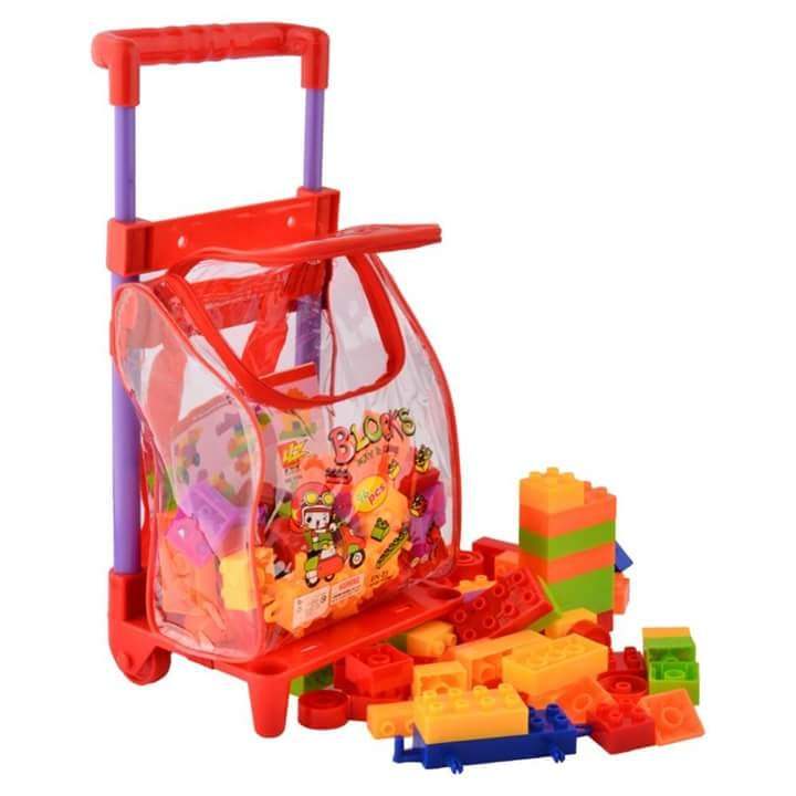 Kids Educational building blocks with luggage pull backpack 96pcs of ...