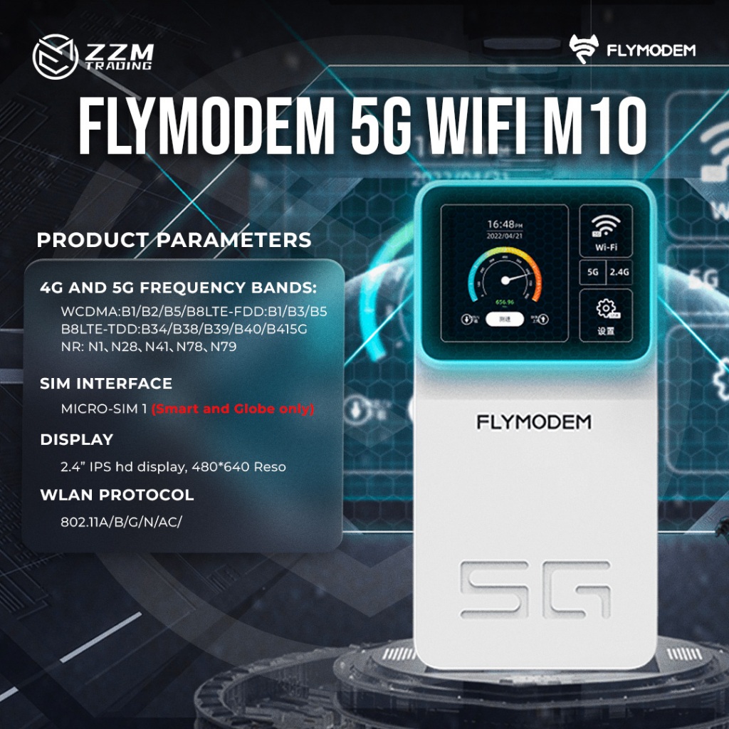 FLYMODEM 5G WiFi M10 Router 5750mAh Type-C LCD touch screen | Shopee ...
