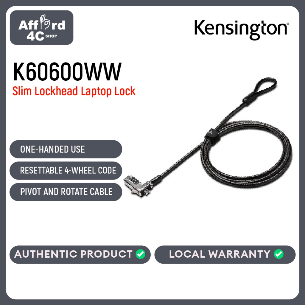 Kensington Slim Lockhead Laptop Lock Combination Security Locking