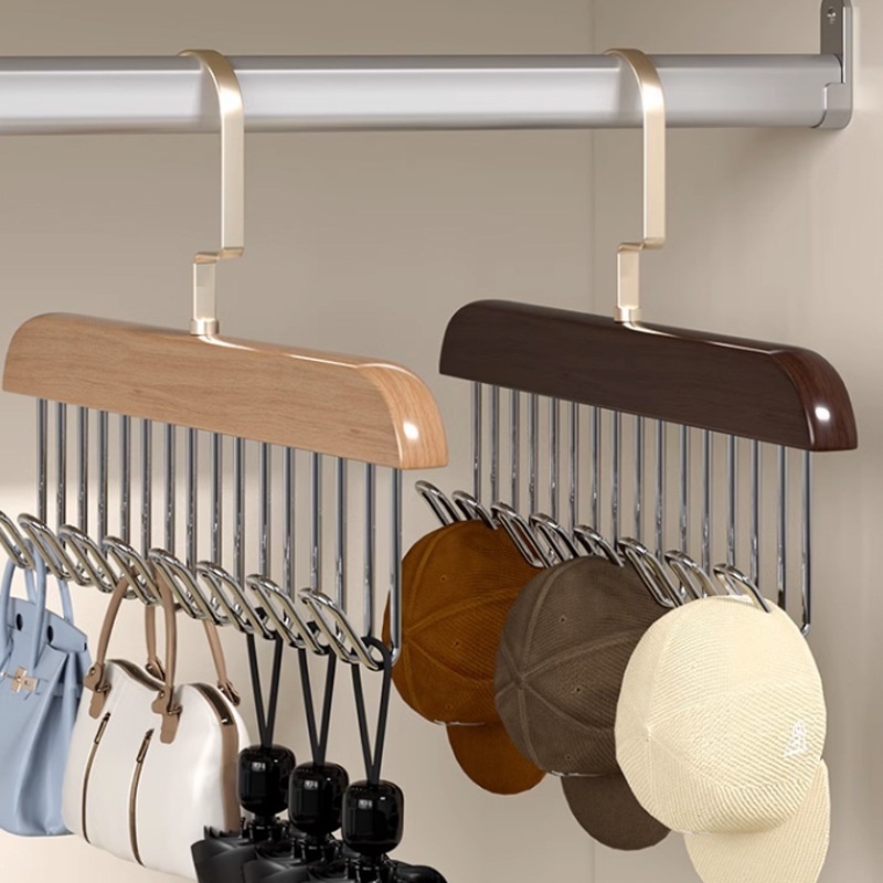 Wooden Hanger Bra Hanger Belt Rack Tie Hat Anti-Slip Bracket Storage ...