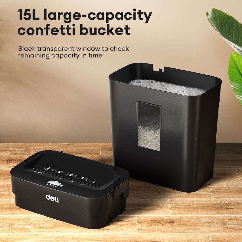 Deli 15L Large Capacity Paper Shredder 8 Sheets Shredding Automatic ...