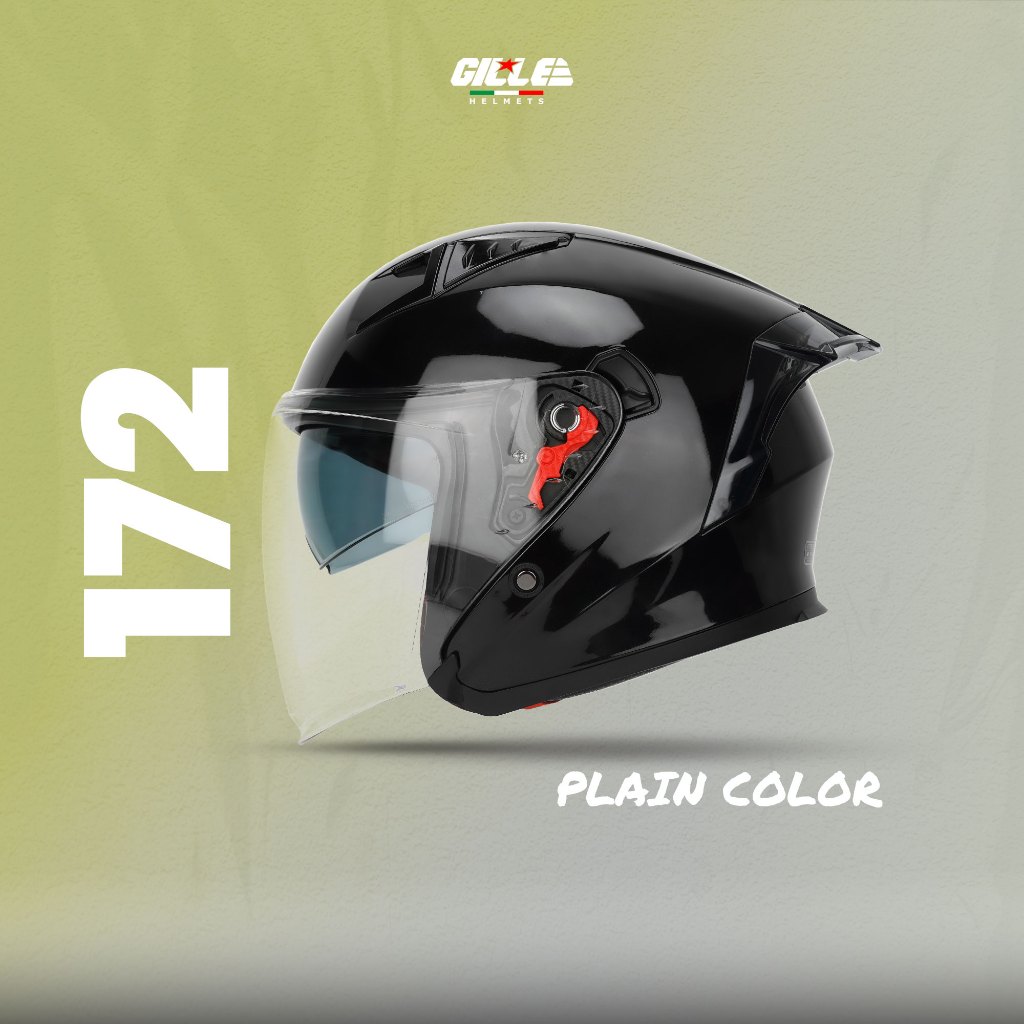 Gille Helmet 172 GVRV1 PLAIN Motorcycle Half Face Helmet Dual Visor