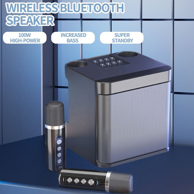 Wireless Bluetooth Dual Microphone Karaoke Speaker 3D Stereo portable ...