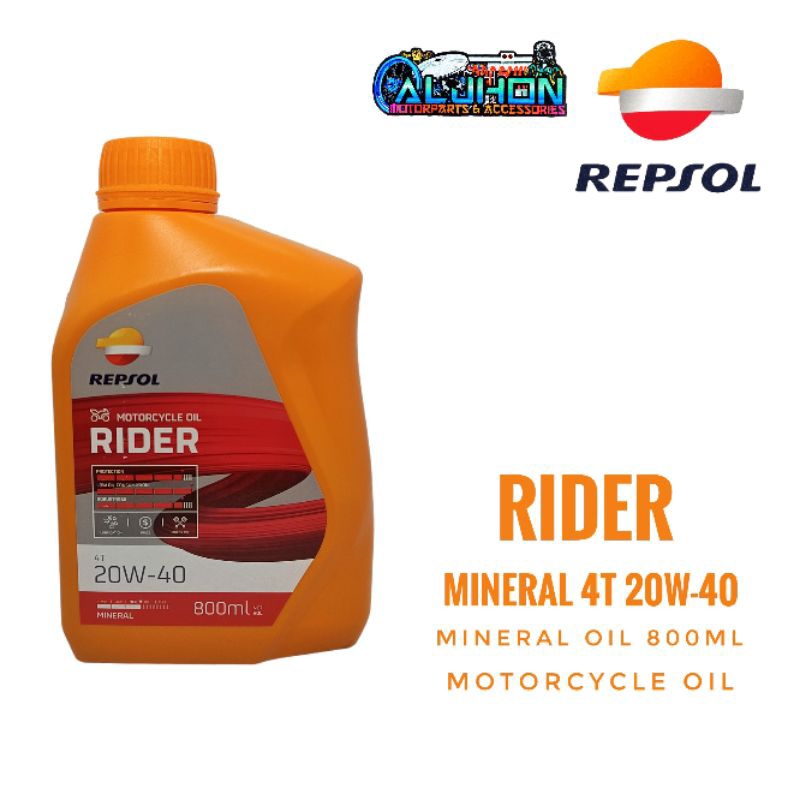 REPSOL RIDER MINERAL 4T 20W-40 800ml | Shopee Philippines