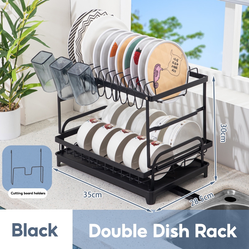 CHIT Dish Rack with Drip Plate Rotatable Drain Rack Stainless Dish ...