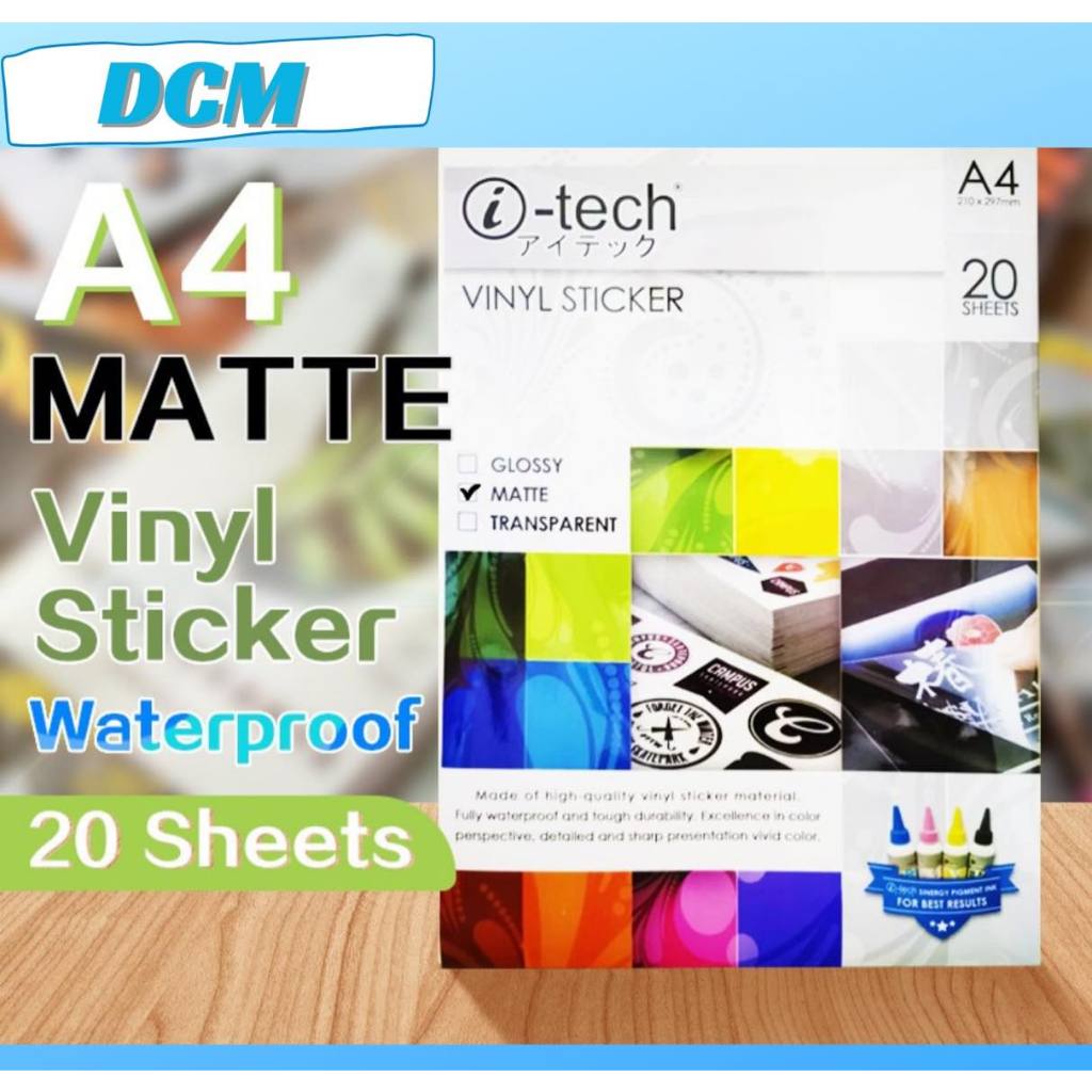 Vinyl Sticker Waterproof A4 Matte | Glossy | Transparent 20Sheets High ...