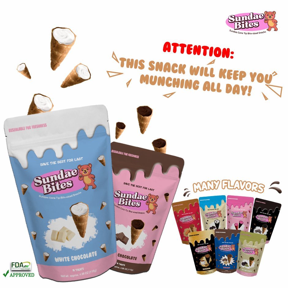SUNDAE BITES Drumstick Ice Cream Cone Ends Dessert Cone Snacks Premium