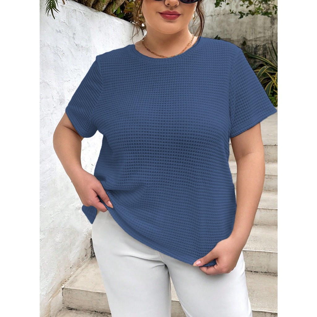 Amari Plus Size Stripe Waffle Knit Top