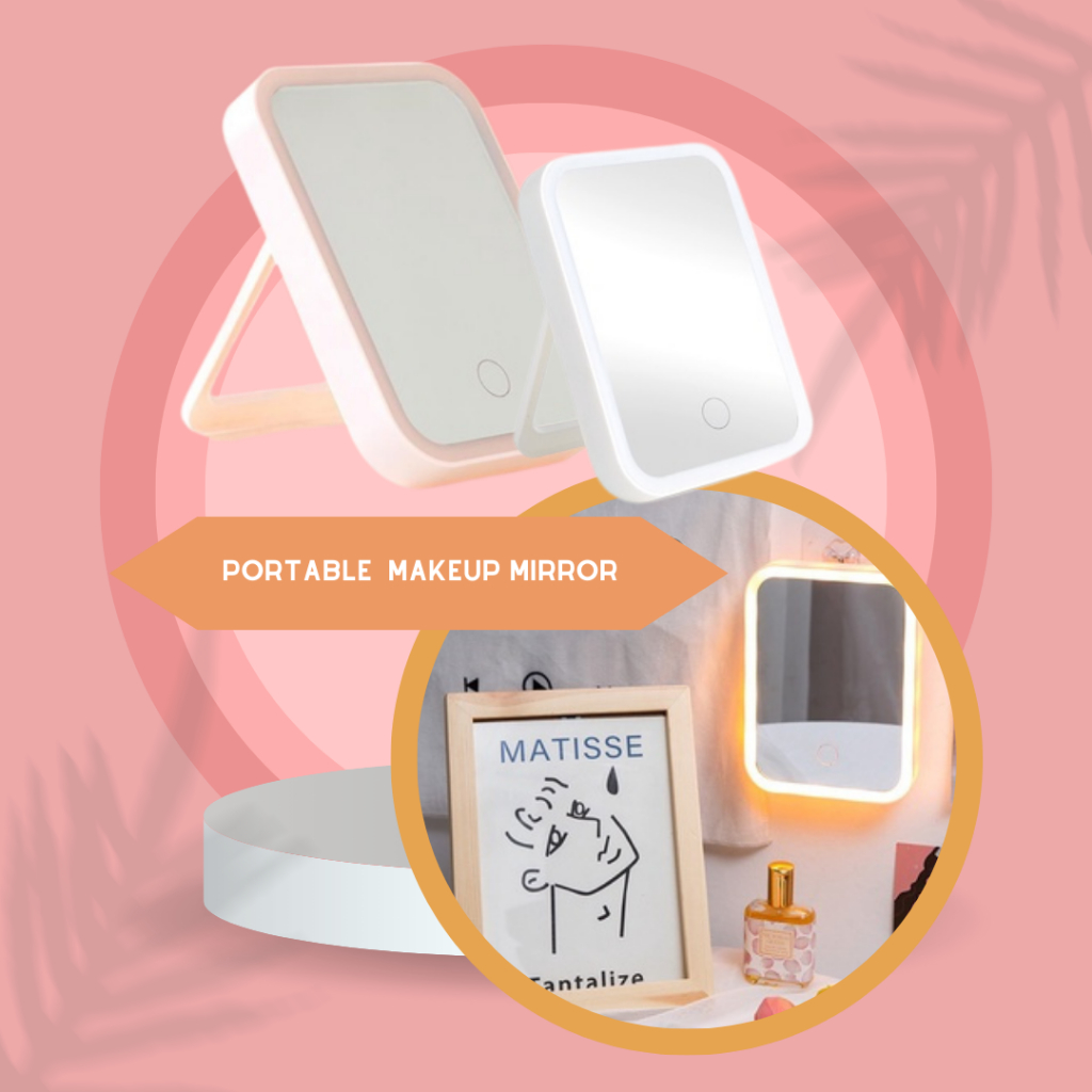 Portable Makeup Mirror Rechargeable LED Light Up Vanity Mirror | Shopee ...