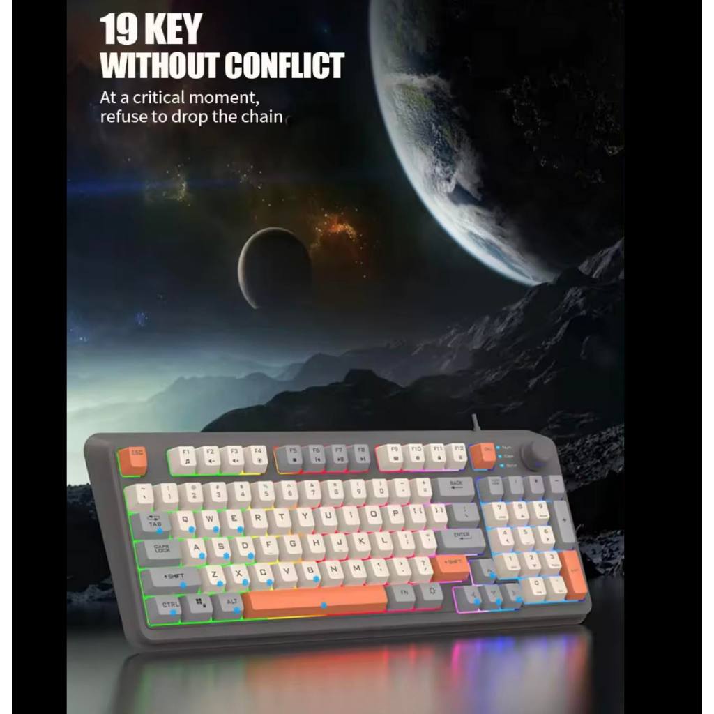 FIREWOLF K82 mixed ledlight 94 key contrast color wired mechanical ...
