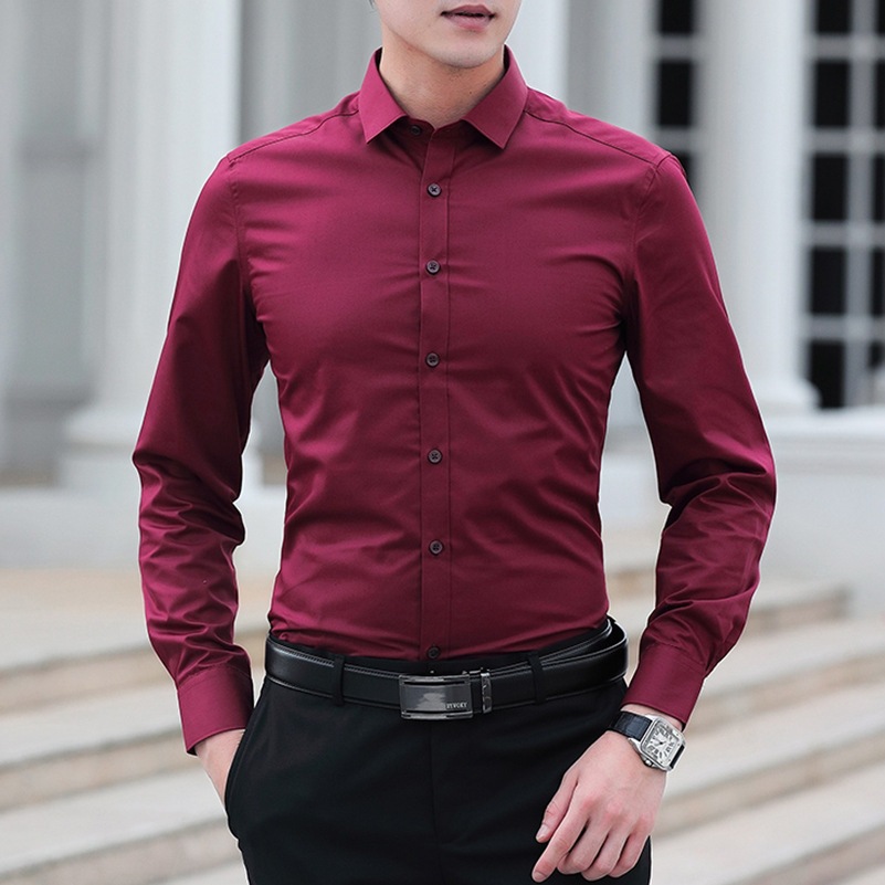 Men Shirt Long Sleeve Shirt Plus Size Classic Korean Men's Plain