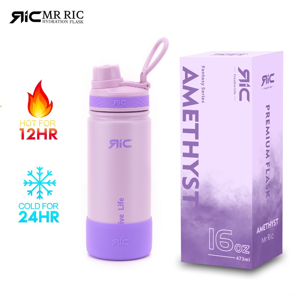 Image showcasing Mr Ric Hydration Flask Spout Lid Wide Mouth Vacuum Leak Proof Stainless ...