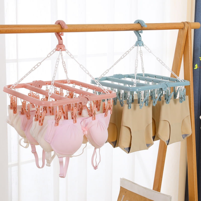 GMINI Portable Folding Drying Rack with 32 Clips Folding Hanging Drying ...