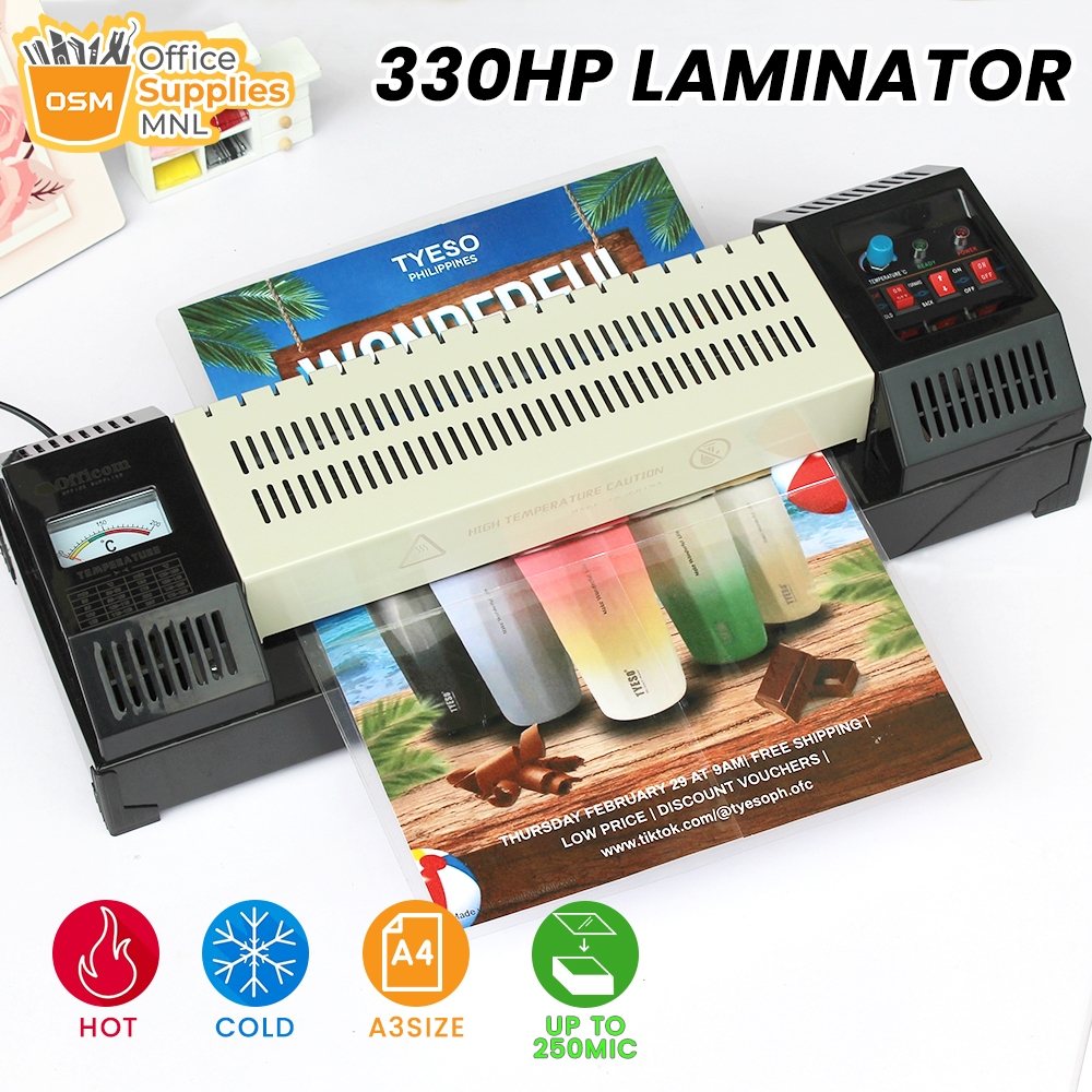 Laminator 330hp A3 Size Hot And Cold Heavy Duty Roller Laminating