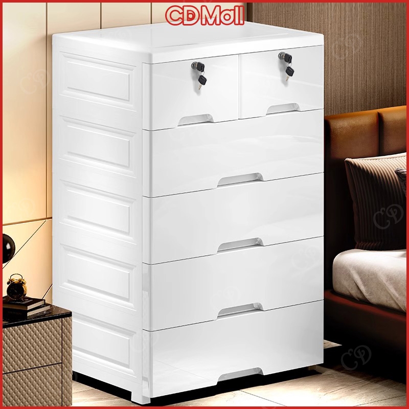 CD Drawer Cabinet For Clothes Storage White Thicken Plastic Durabox ...