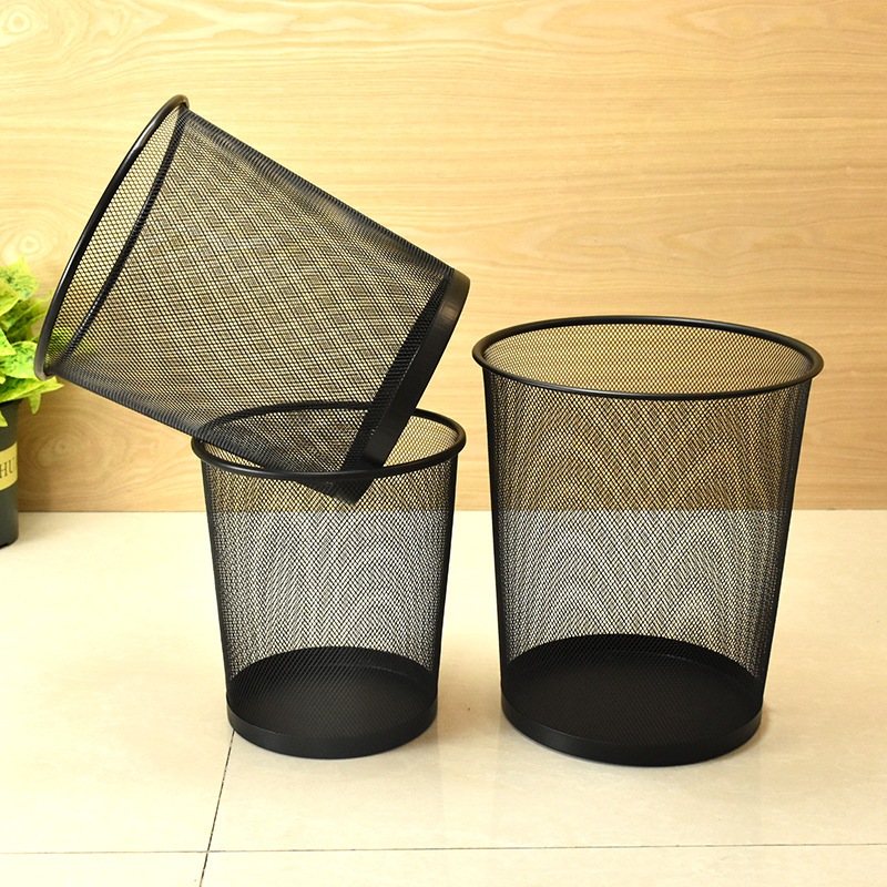 Metal Trash Can Office or Home Storage Bins Iron Mesh Rustproof Lidless ...