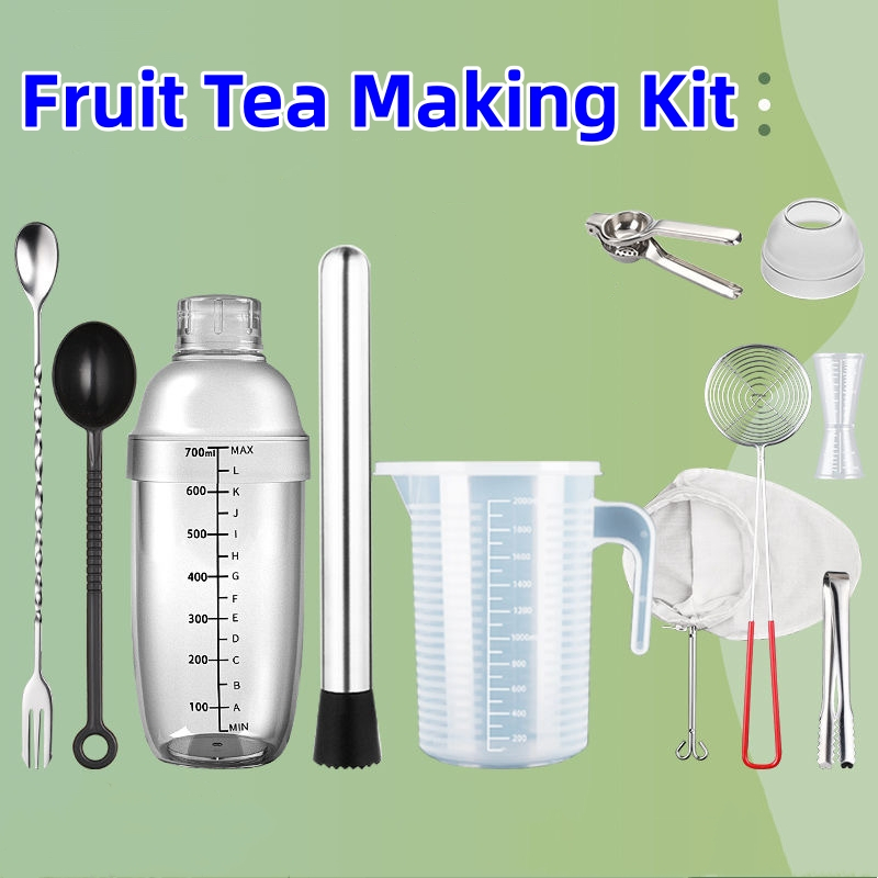 Milk tea making tools (9 pieces): Shaker cup, measuring cup, stirrer ...