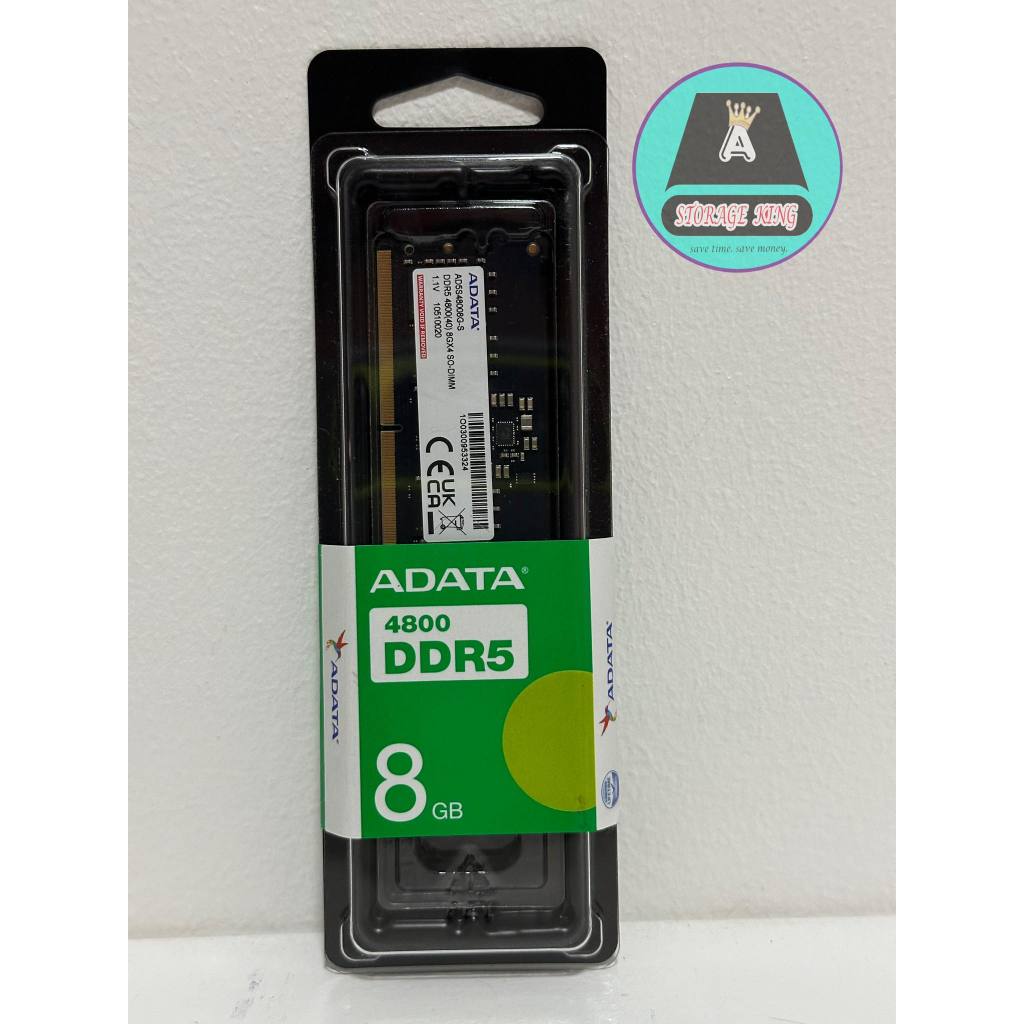 Adata 8GB DDR5 4800MT/s Sodimm LAPTOP Memory AD5S48008G-S | Shopee ...