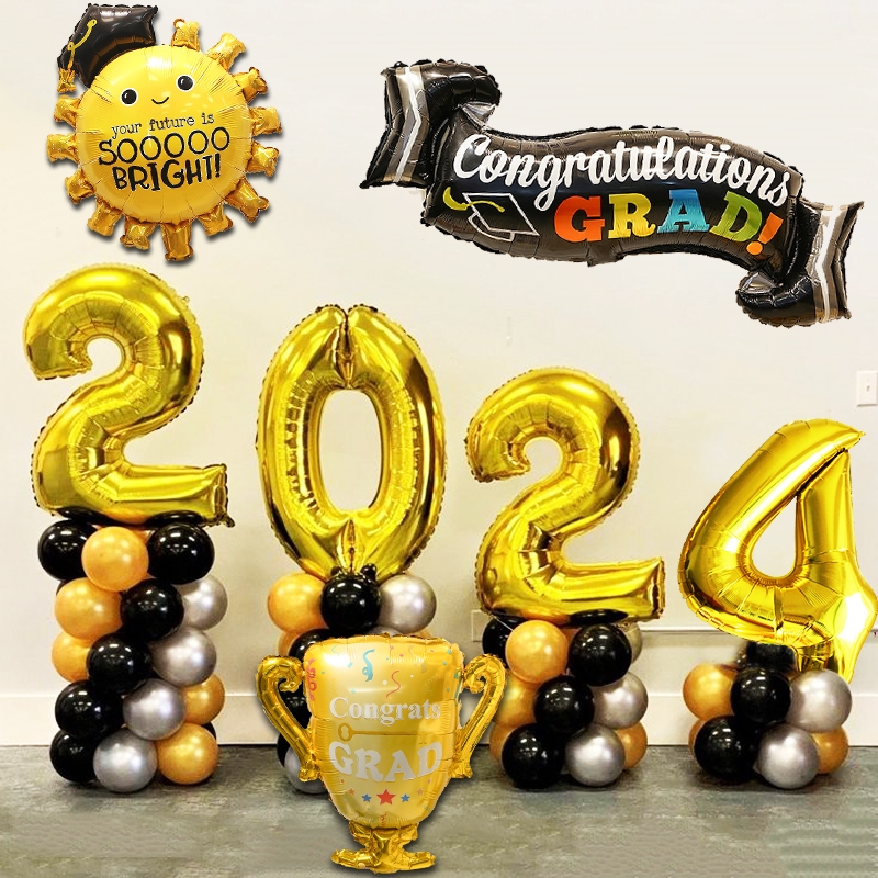 Graduation Party Backdrop Photography Mylar Foil GRAD Balloon ...