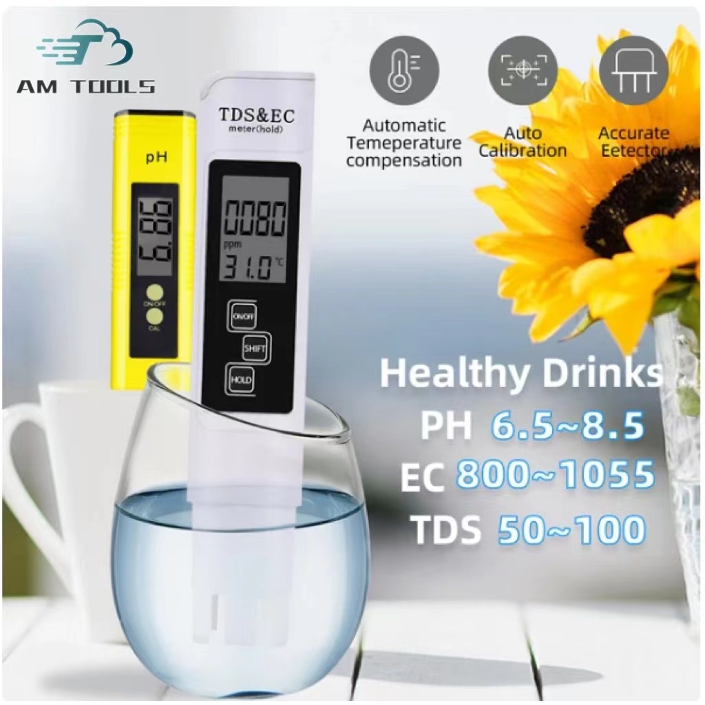PH meter + digital LCD water purity TDS EC meter water quality display
