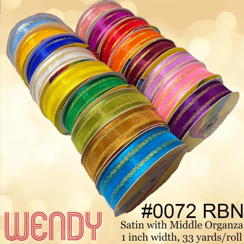 1 inch Ribbon Fancy #0072 with Organza Middle Gold Stripes (33 yards ...
