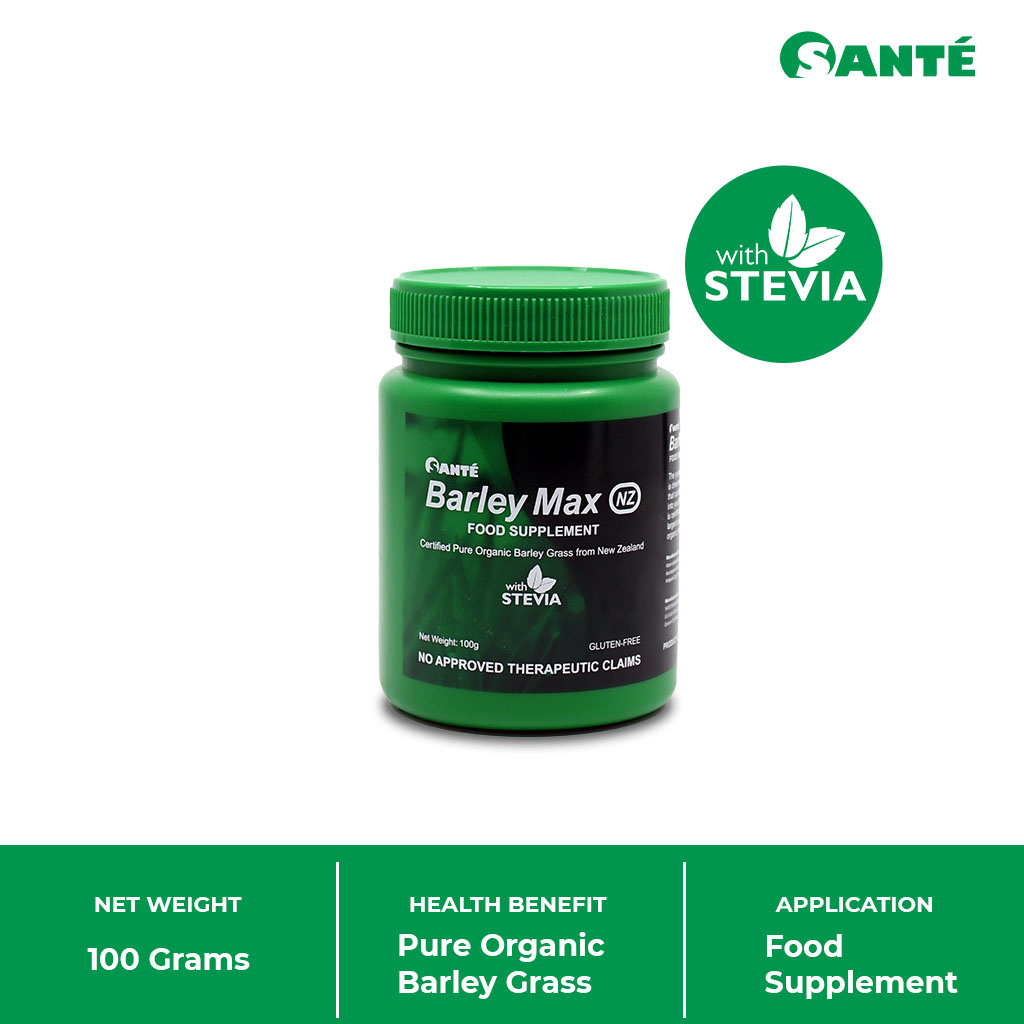 Sante Barley Max Powder 100g canister with Stevia Organic Barley Grass