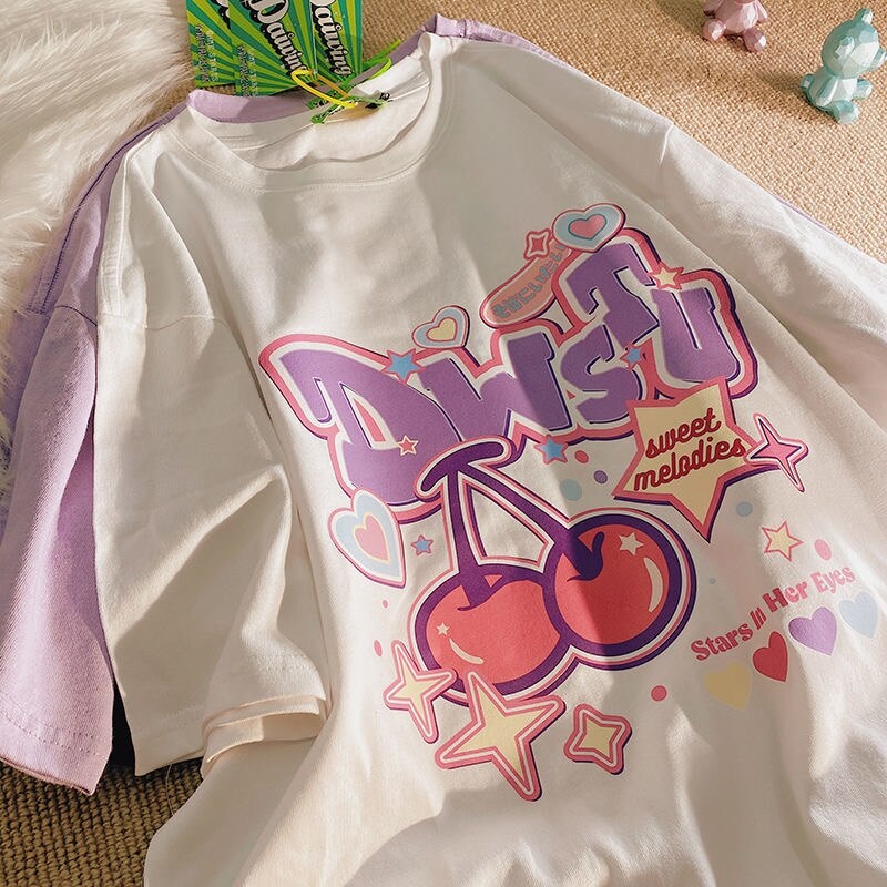 Cartoon Summer Fruit Print Women T shirt Harajuku Y2K Tshirt Girls Female Casual Loose Short Shopee Philippines