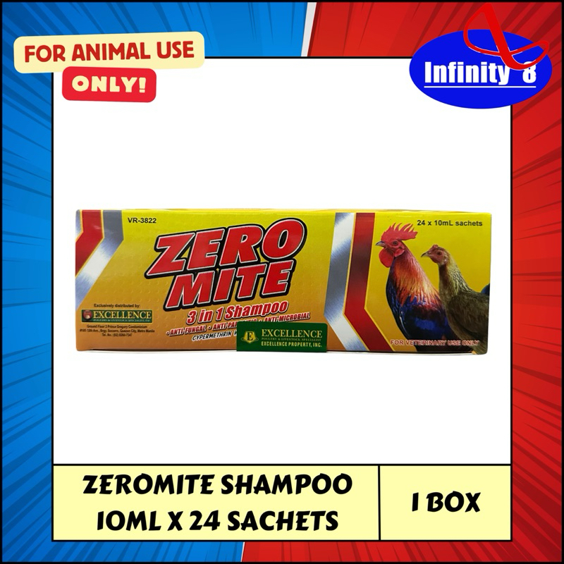 ZERO MITE Gamefowl Bug Shampoo (24 x 10mL Sachets) Sold Per Box