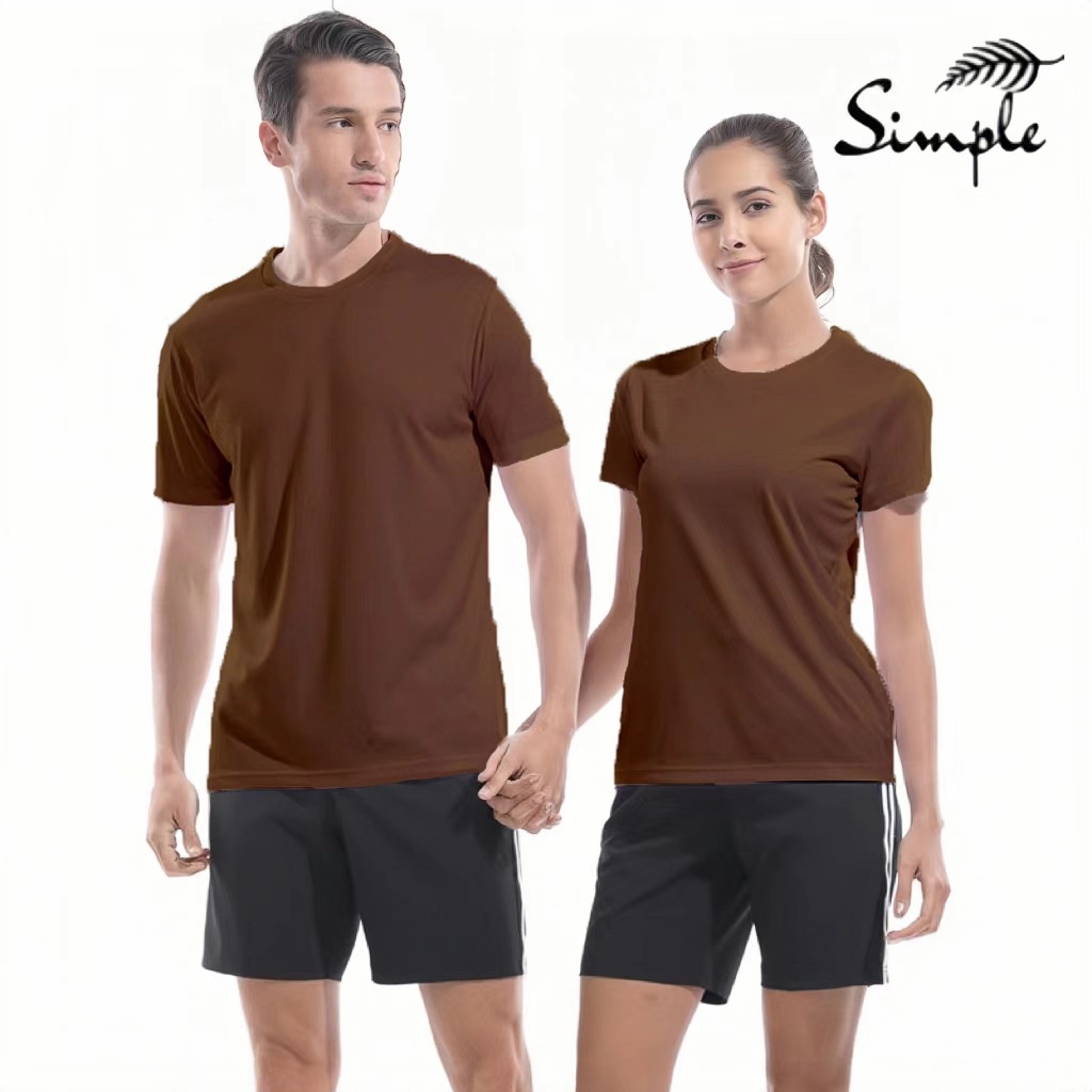 SIMPLE ACTIVE drifit t-shirt Unisex CHOCO BROWN color round neck T ...