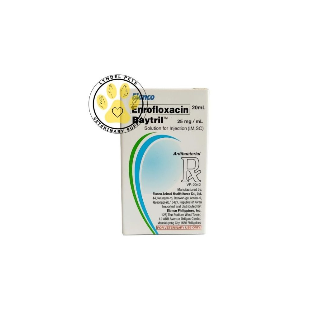 Baytril Enrofloxacin 2.5% (20 ml) Antibacterial for Domestic Animals ...