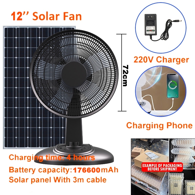 Solar Electric Fan With Panel 12 16 Inch Standard Rechargeable Portable Solar Fan With Led 5155