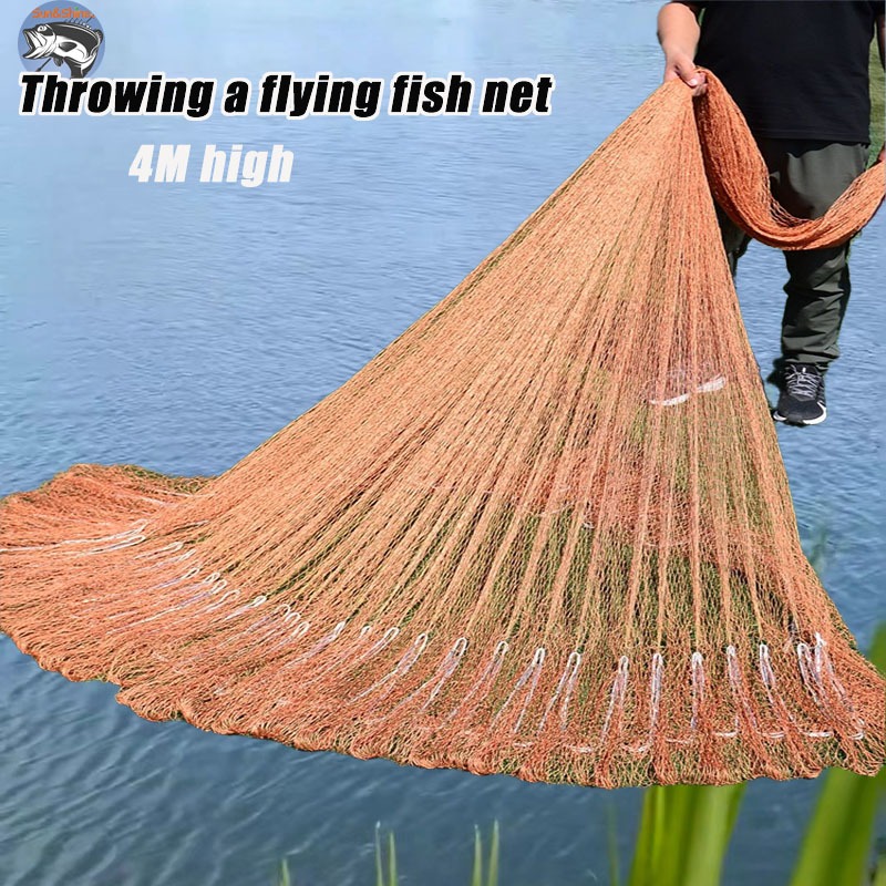 COD 】 Fishing Net simple Frisbee Easy to Throw Flying Fish Net Straight ...
