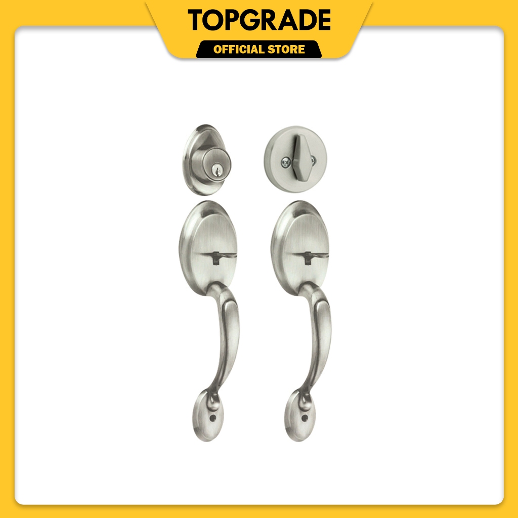 TOPGRADE TLHS240-2 SN Handle Lock (1 Cylinder + 2 Handle) Satin Nickel ...