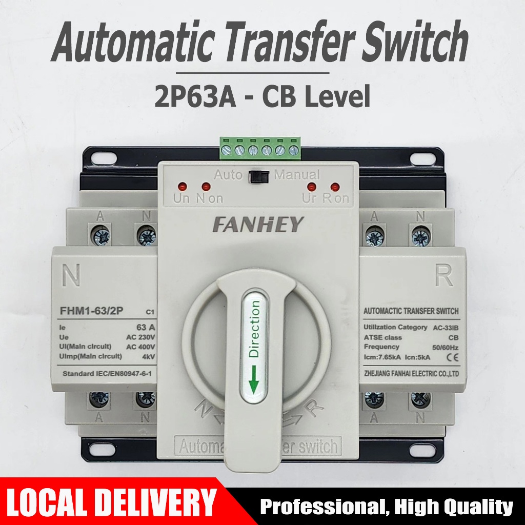 ATS 2P 63A 230V Micro Circuit Breaker Dual Power Automatic transfer ...