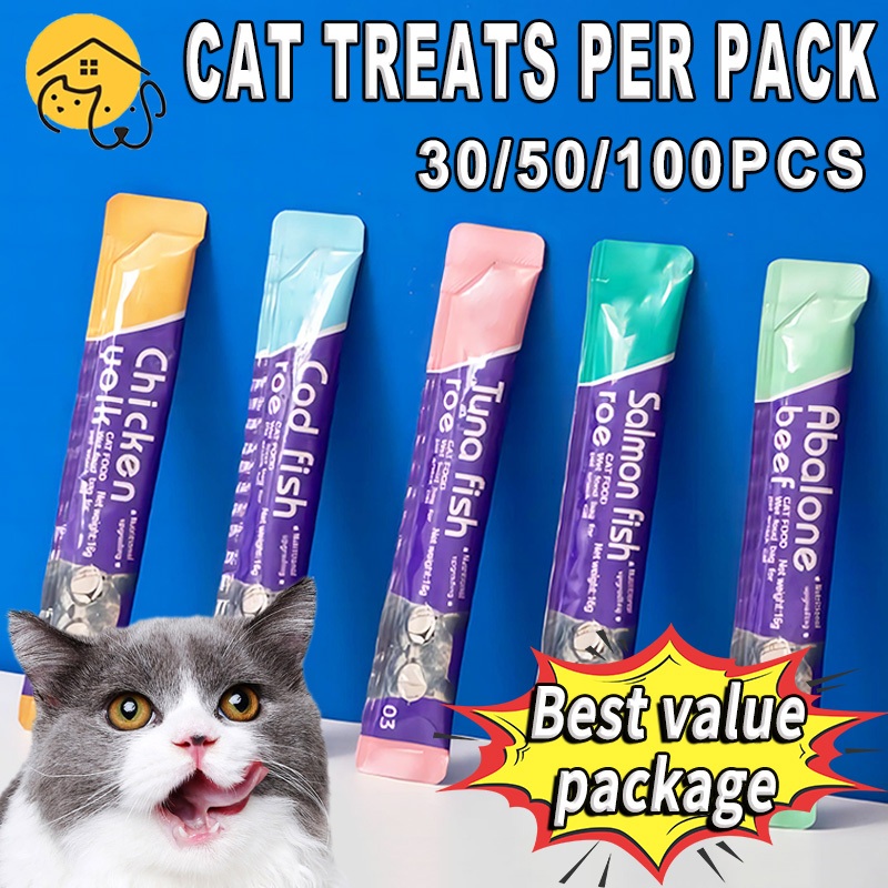 【100PCS/50PCS/30PCS/20PCS】Cat Treats Per Pack Cat Snack Pet Kitten ...