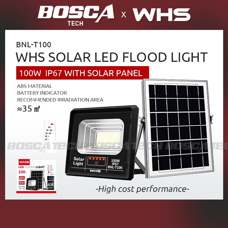 WHS Solar LED Flood Light IP67 BNL-T100 solar flood light with remote ...