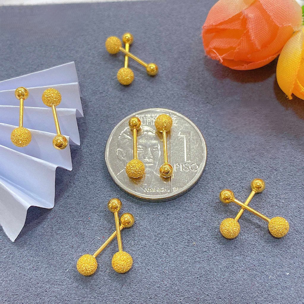 PINK BOX 18k Saudi gold earrings | Shopee Philippines
