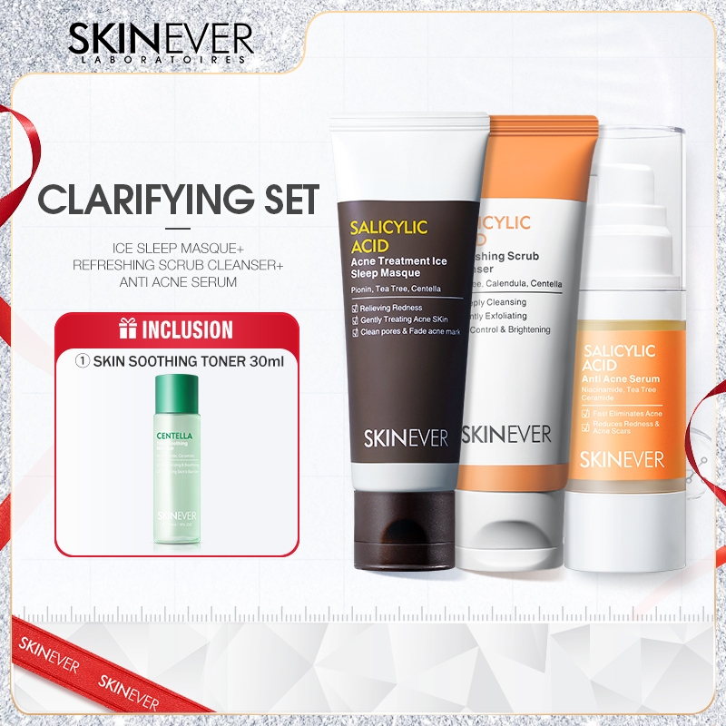 SKINEVER Salicylic Acid Acne Sleeping Mask Essence Facial Cleanser*Free Centella Asiatica Toner